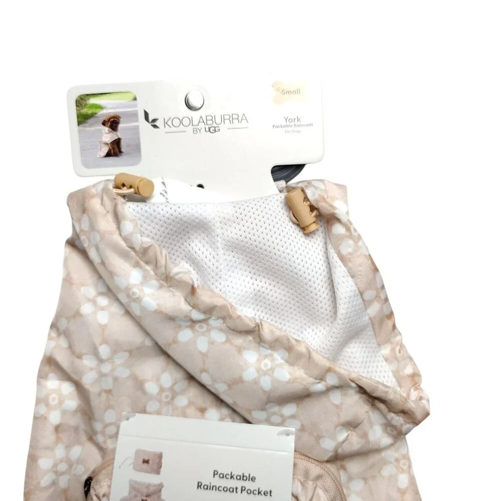 Koolaburra By UGG Packable Small Dog York Beige Daisy Print Raincoat with Pocket